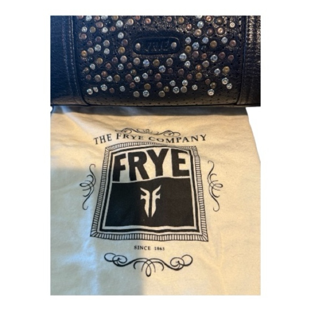FRYE (rare!) Deborah Studded Black Leather Large Satchel - Picture 4 of 16